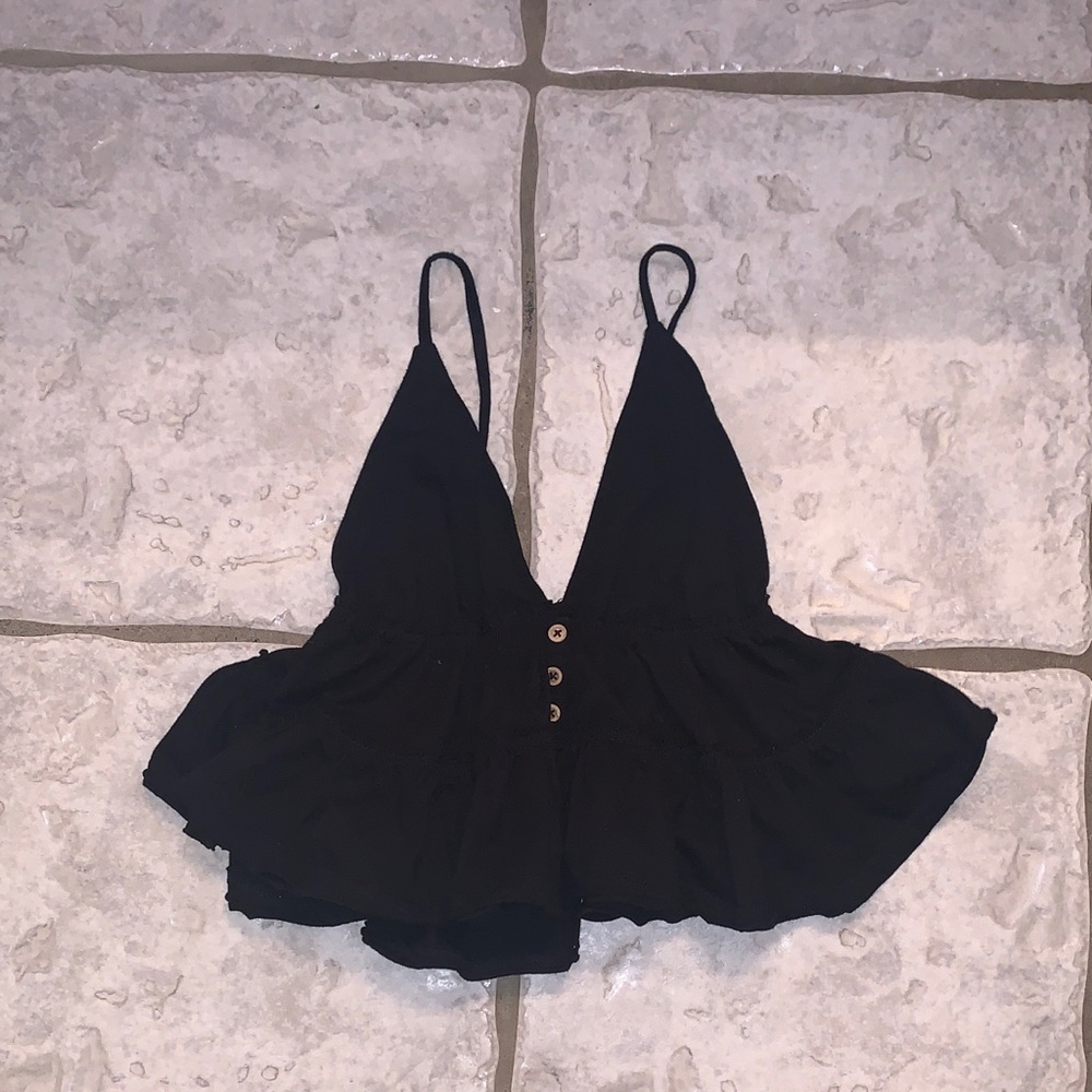 Black Women's Ruffle Babydoll Top